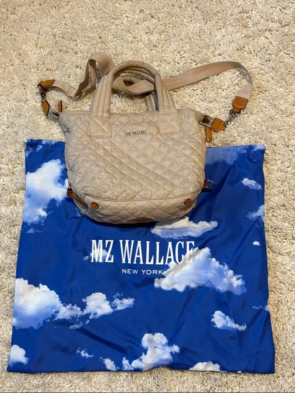 MZ Wallace Beige Quilted Small Sutton Crossbody Bag - Picture 1 of 5